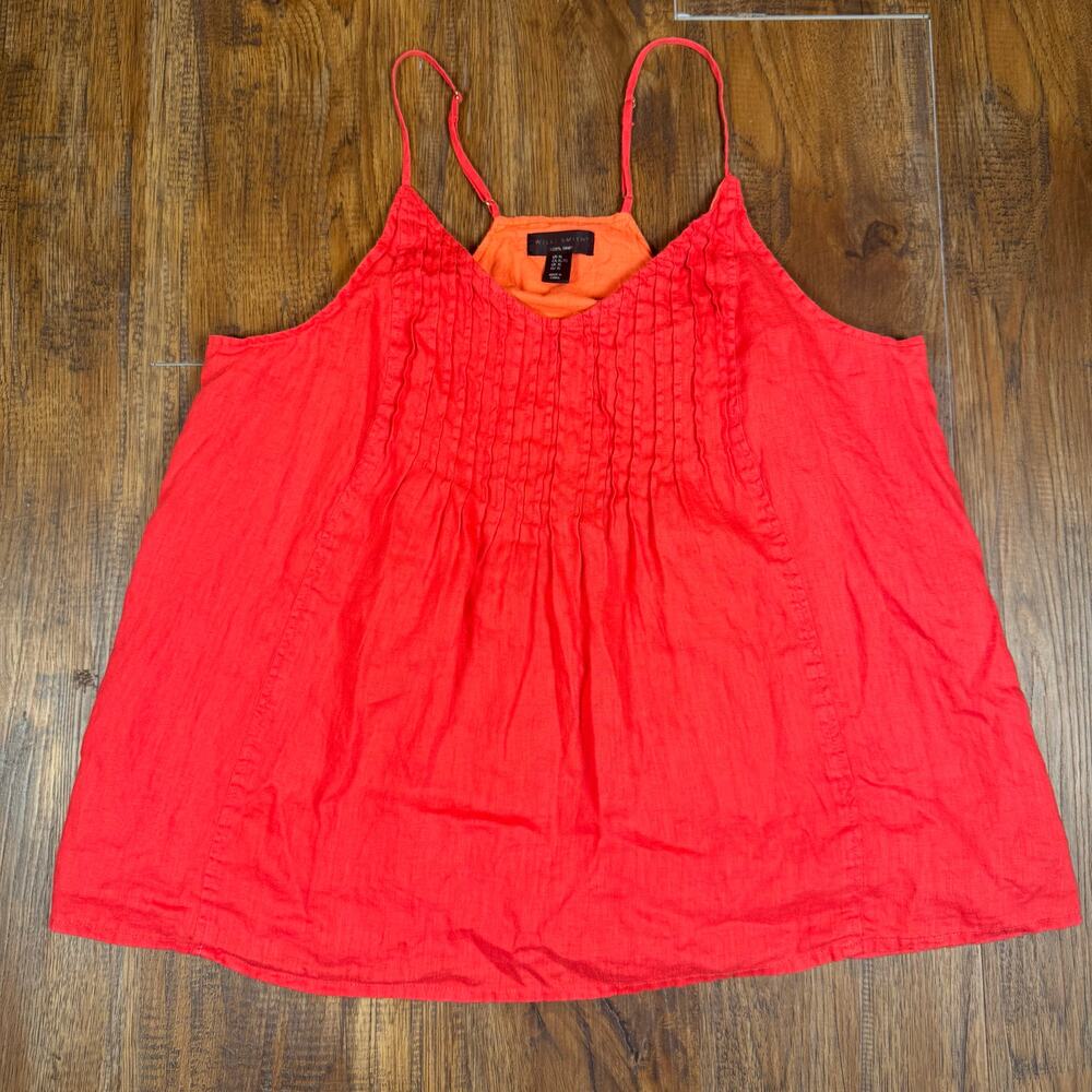 Willi Smith 100% Linen salmon and orange tank top boho beach blouse XL